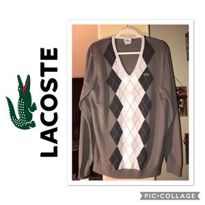 Lacoste Pullover VNeck Long Sleeve Sweater Sz Lg
